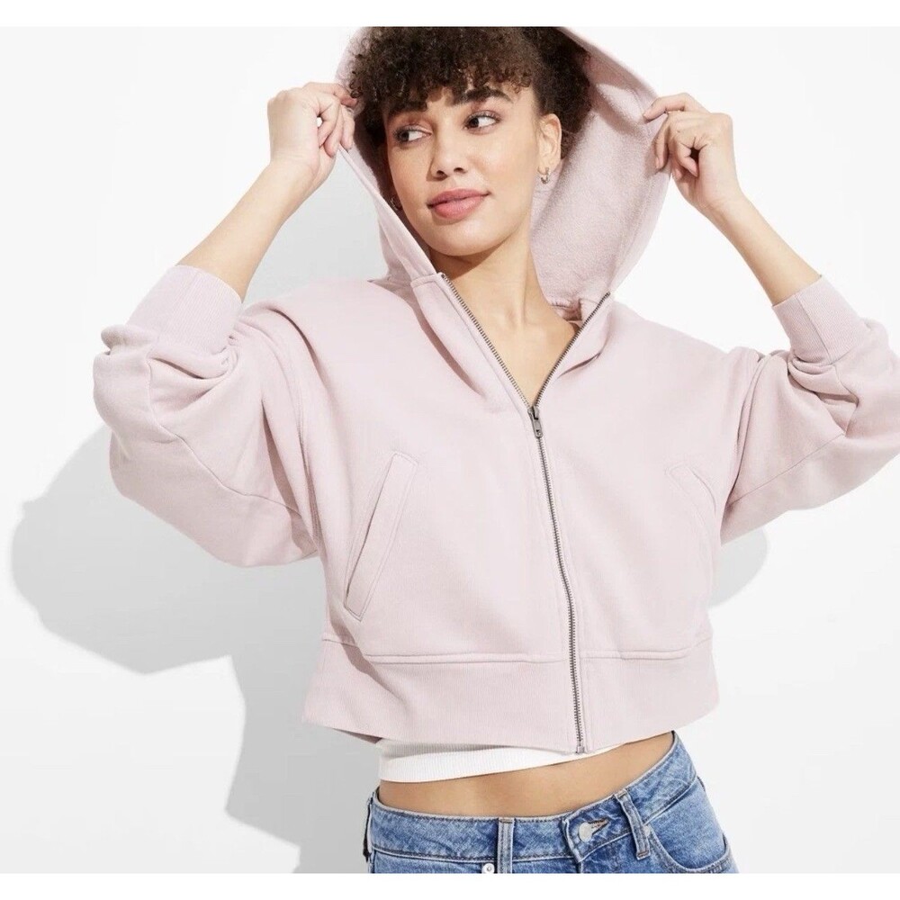 Wild Fable Women's Wedge Zip-up Relaxed Hooded Sweatshirt Mauve Size Medium